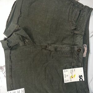 SO Olive Green Denim Shorts